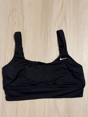 Nike Sports Bra Black Dri-FIT Training Gym wide adjustable straps XL SWOOSH LOGO